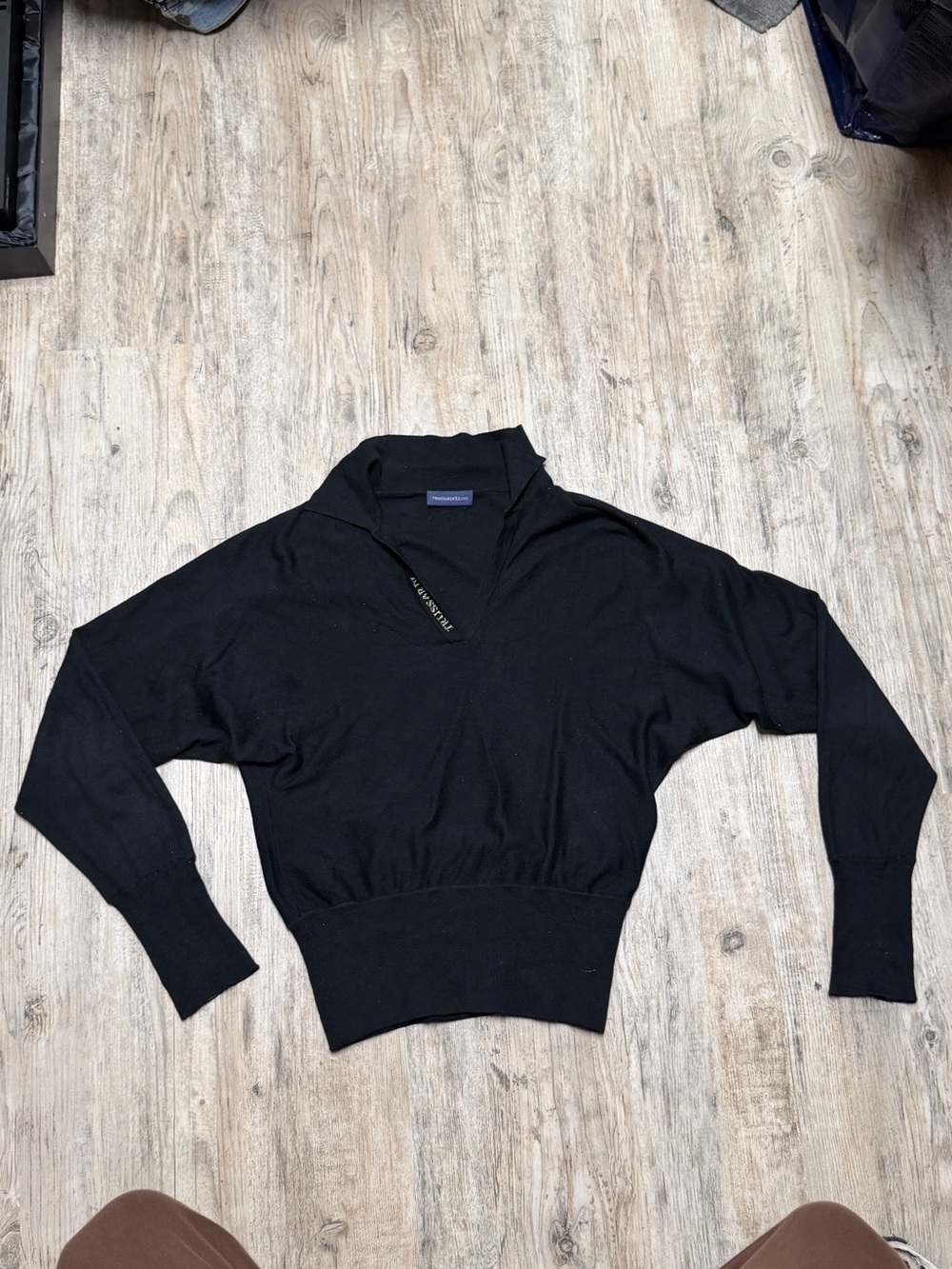 Trussardi Black V-Neck Ribbed-Waist Women's Sweater